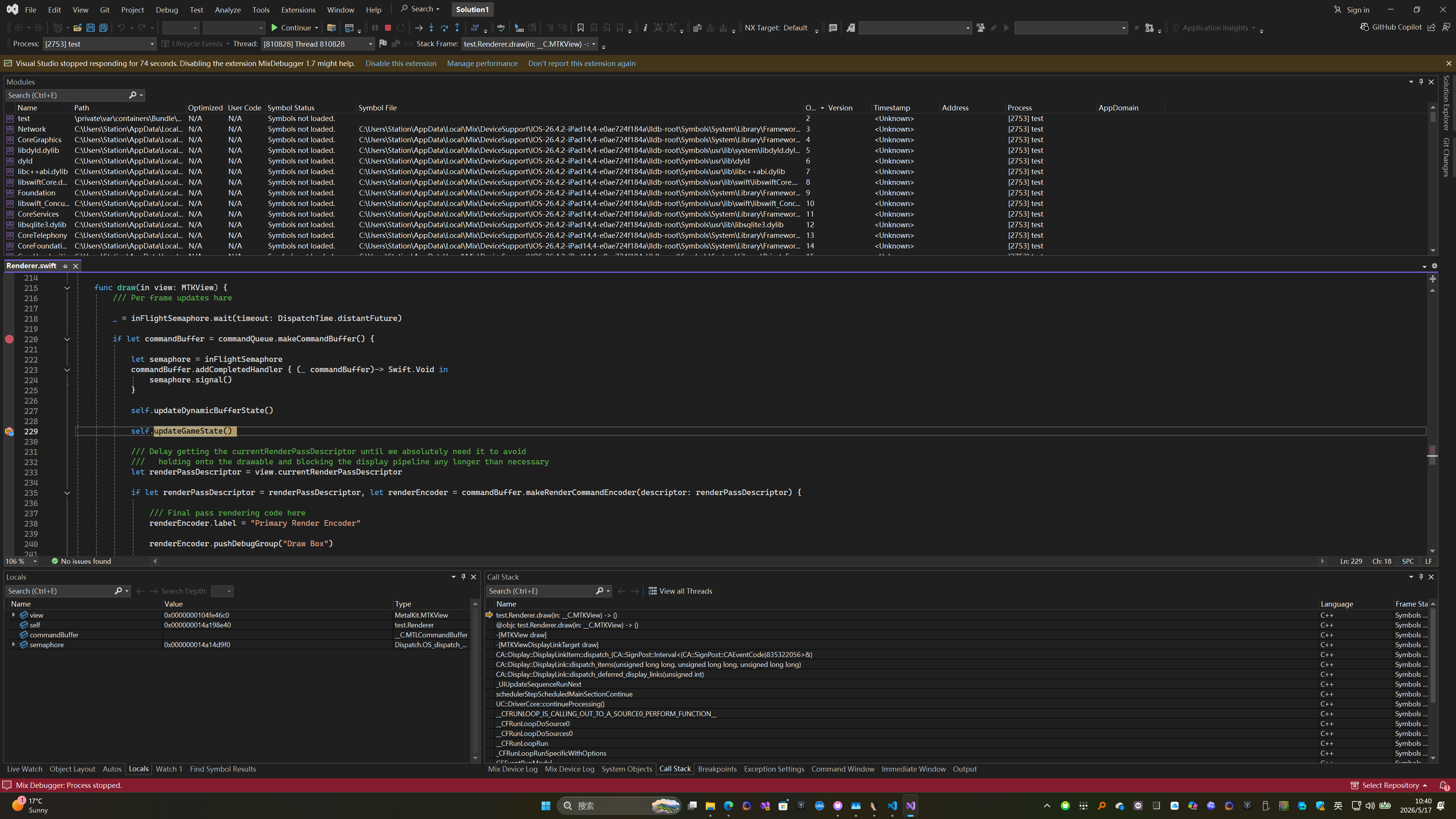 MixDebugger end-to-end debugging workspace in Visual Studio
