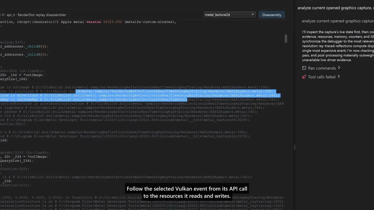 Graphics debugging in Ycode